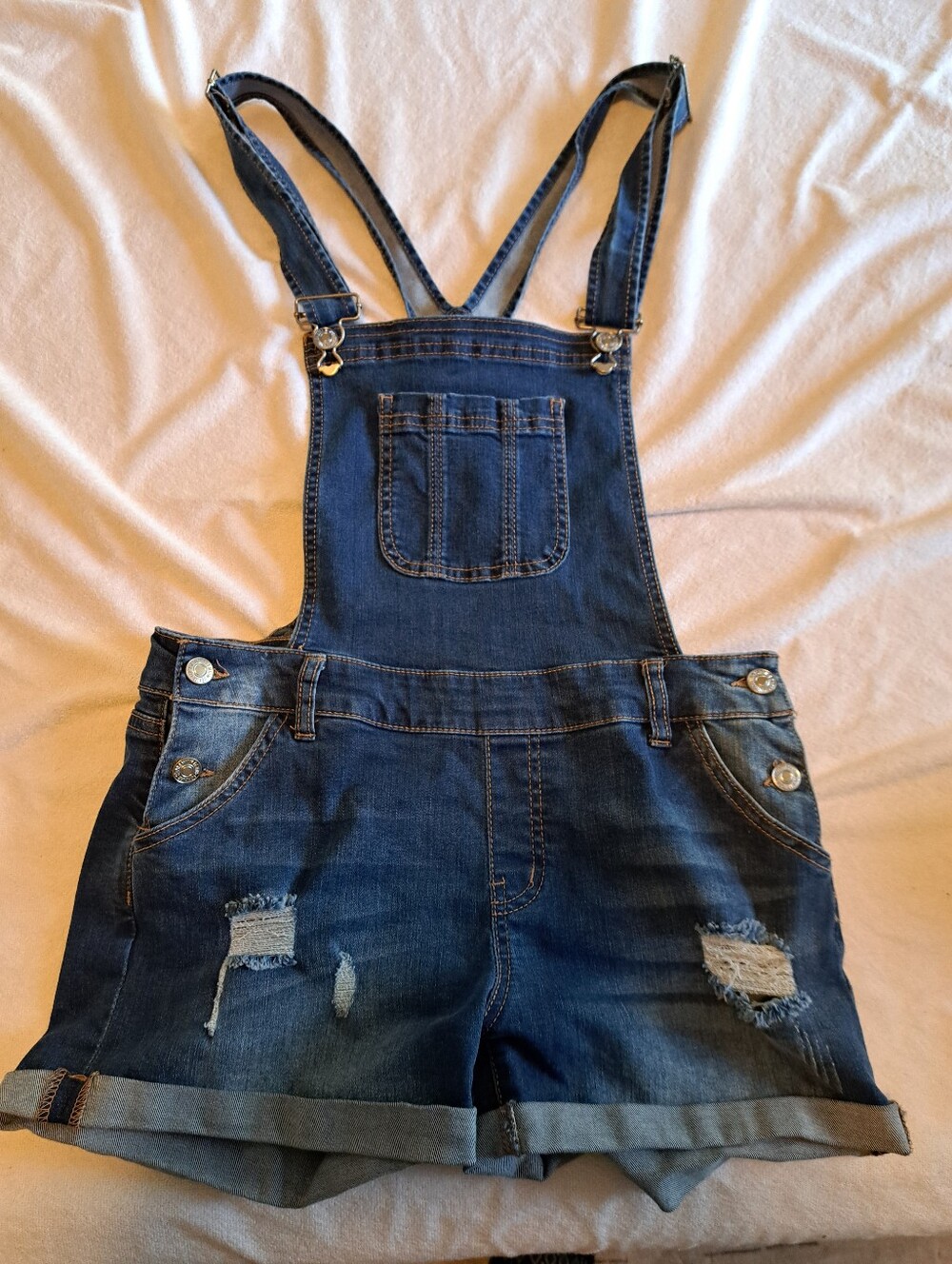 Denim overall, shorty short style